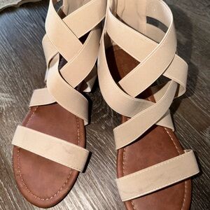 Dream Pairs Beige Crisscross Sandals